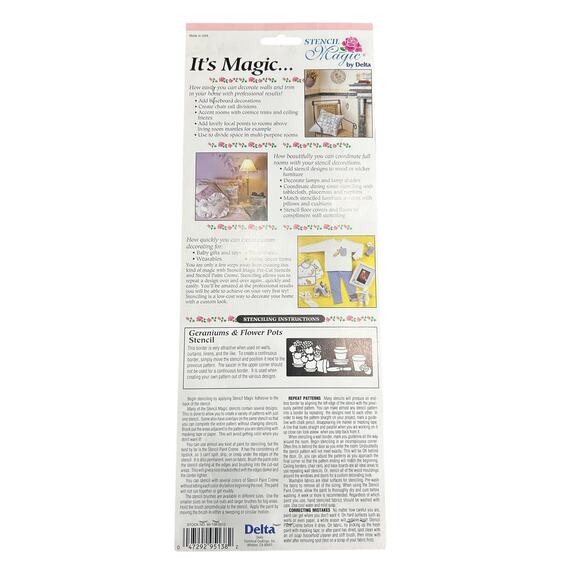 90s Vintage- Stencil Magic By Delta- Geraniums Pots No. 95 138 0012 NWT craft - Picture 2 of 6